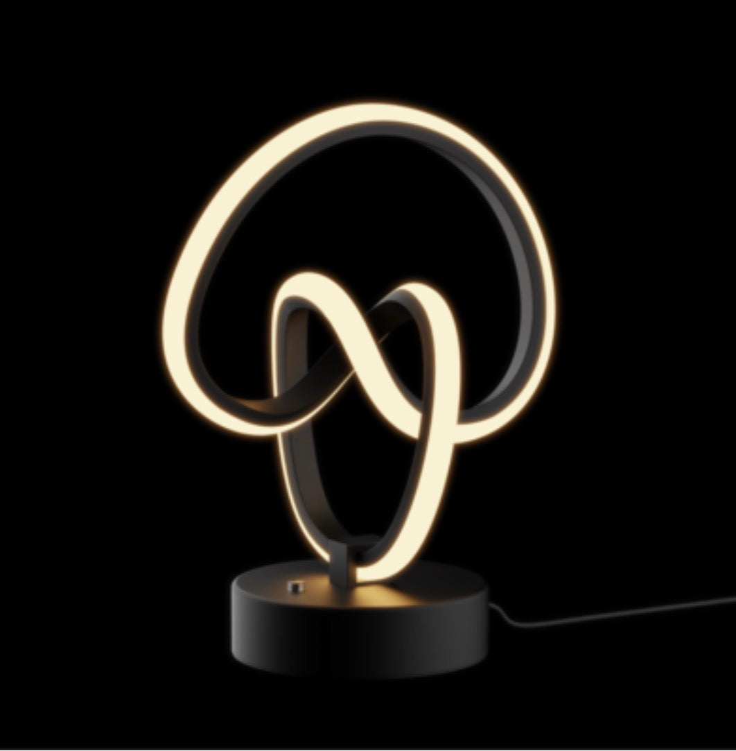 Infibrite - Abstract Art 12W LED Table Lamp 11 Inch, 3000K Warm Light, Touch Control, Integrated LED - White